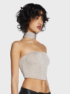 Pink Shimmer Blush Choker Halter Tube Top
